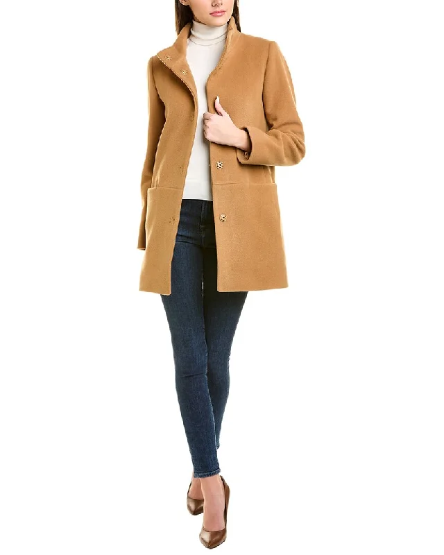 Cinzia Rocca Icons Wool & Cashmere-Blend Coat Satin Silk Chiffon