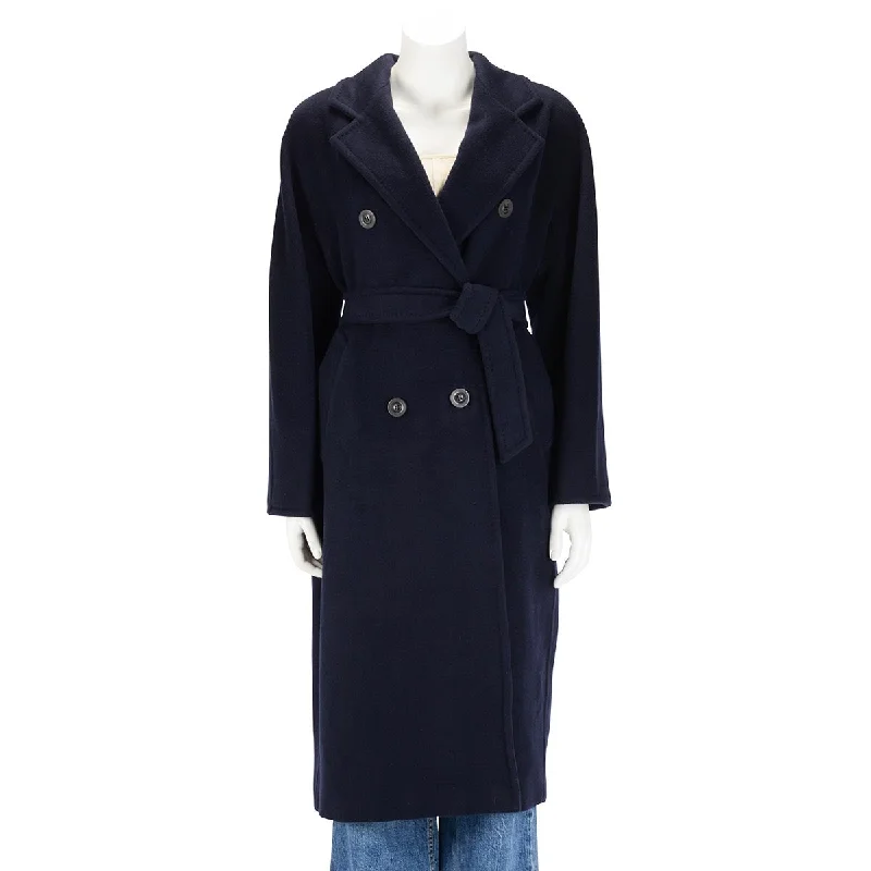 Max Mara Navy Wool Blend 101801 Icon D.B. Coat IT 38 Down Puffer Quilted