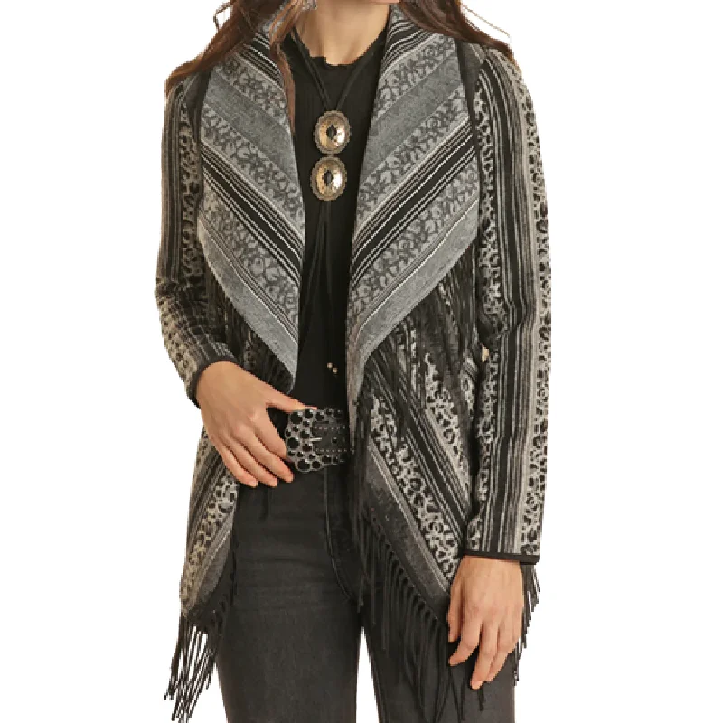 Powder River Outfitters Ladies Swing Wool Fringe Black Coat DW92C01499 Trim Padded Insulated Powder River Outfitters Ladies Swing Wool Fringe Black Coat DW92C01499 Trim Padded Insulated