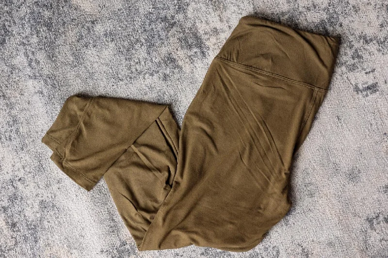 Dusty Olive High Waist Leggings Comfortable Full-Body Compression Leggings