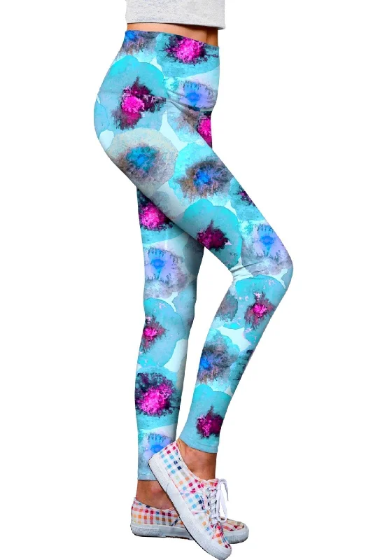 Little Medusa Lucy Blue Print Performance Leggings - Women Trendy Patterned Leggings
