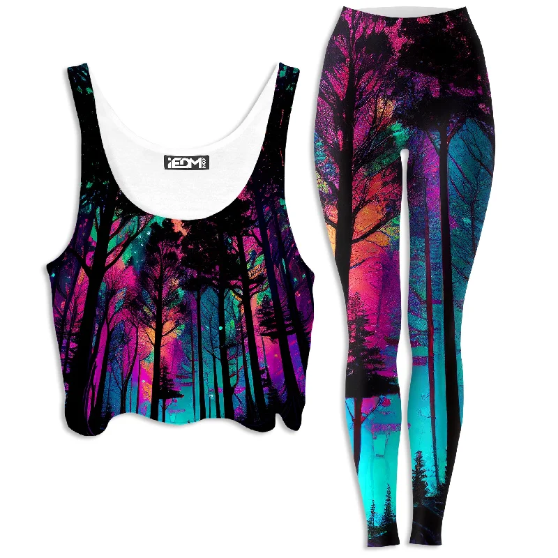 Psilo Woods Crop Top and Leggings Combo Front Pockets Side Pockets Patch Pockets