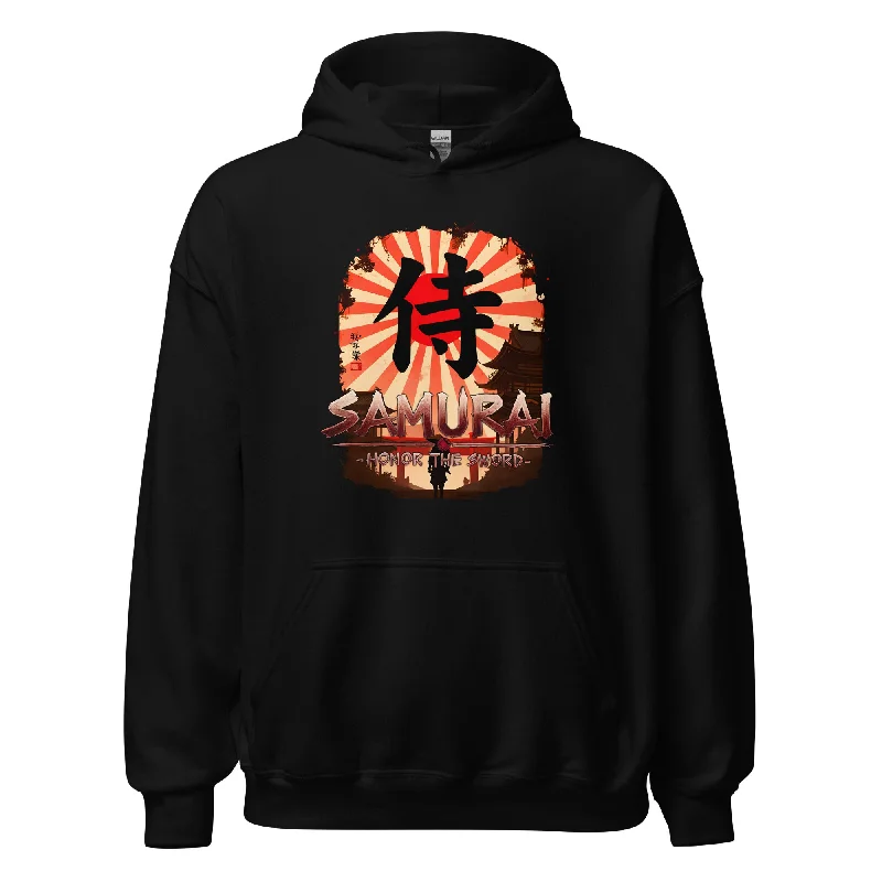 Anime Samurai Warrior Honor The Sword Pullover Hoodie Sweatshirt Open Neck Pullover