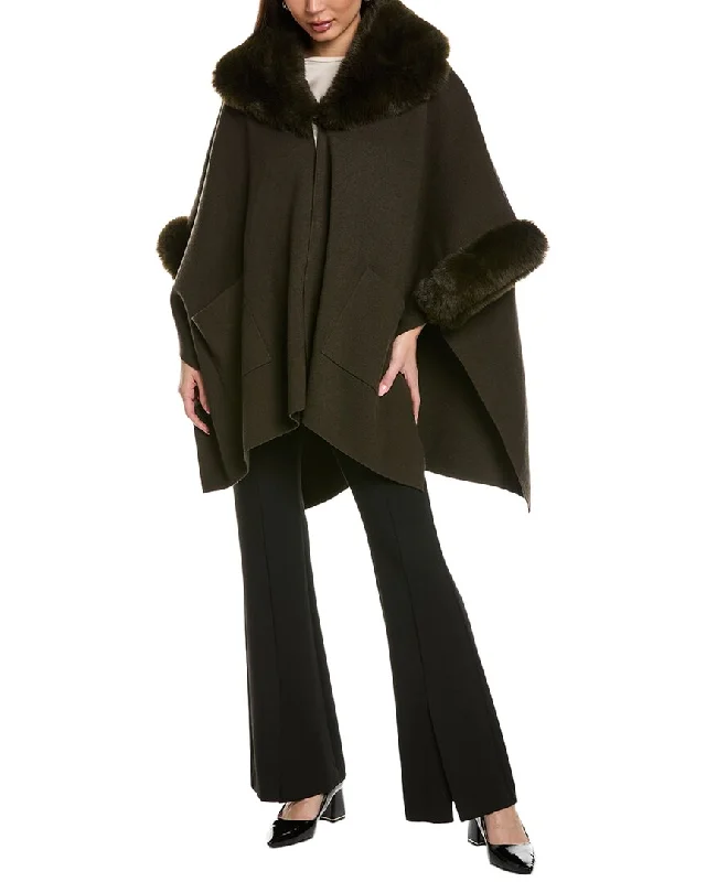 Joseph Ribkoff Poncho Coat Herringbone Houndstooth Plaid