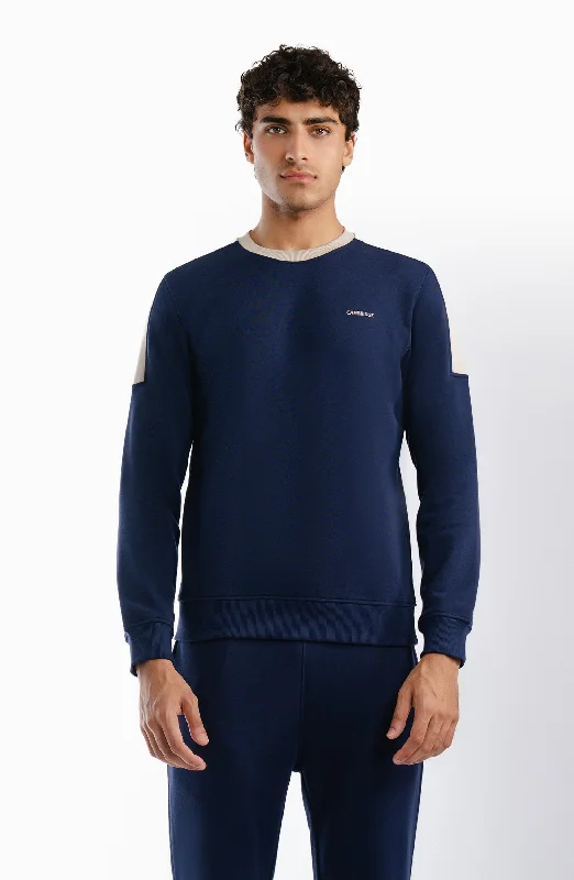 Fleece Cross Sweatshirt - Navy Hoodie with Mesh Breathable Sporty