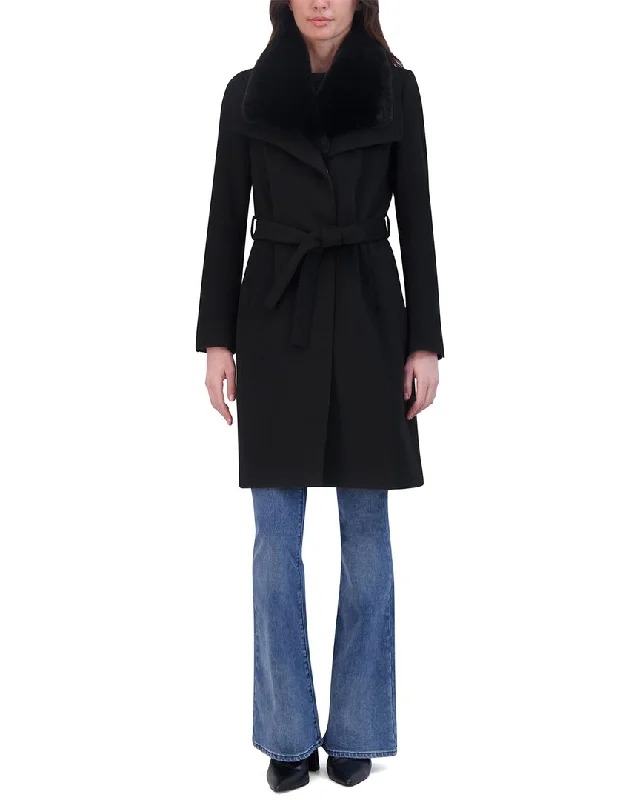 Tahari Wool-Blend Wrap Coat Fitted Loose Oversized