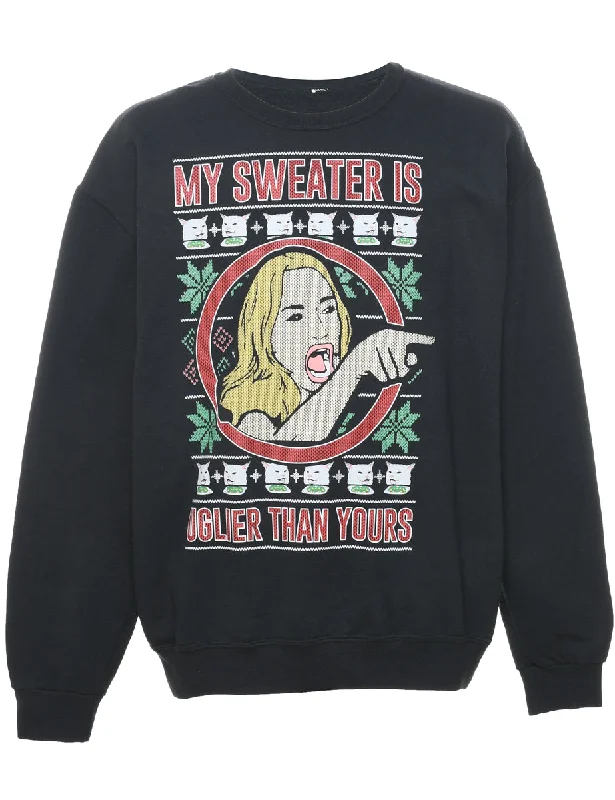 My Sweater Is Uglier Than Yours Christmas Sweatshirt - L Hoodie with Drop Shoulder Relaxed Streetwear My Sweater Is Uglier Than Yours Christmas Sweatshirt - L Hoodie with Drop Shoulder Relaxed Streetwear