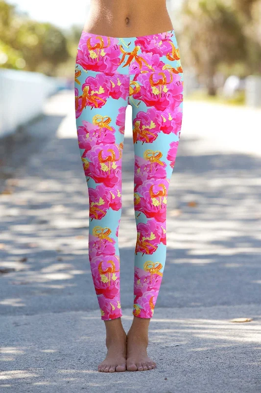 Sweet Illusion Lucy Floral Print Performance Legging - Women Trendy Sports Performance Leggings