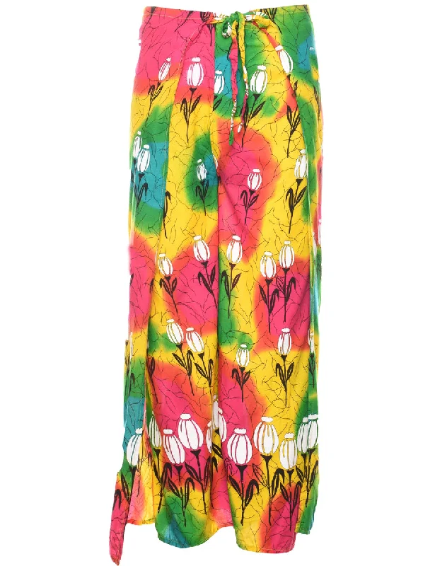 Floral Print Rainbow Trousers - W56 L26 Trousers Office Stylish