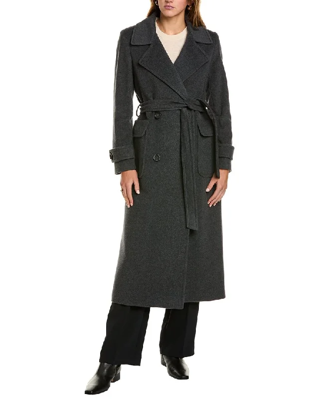 Cinzia Rocca Icons Long Wool & Cashmere-Blend Trench Coat Toggle Coat Shawl Collar Coat Notch Collar Coat