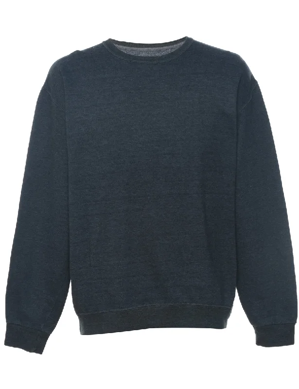 Dark Grey Plain Sweatshirt - M Hoodie with Distressed Vintage Worn