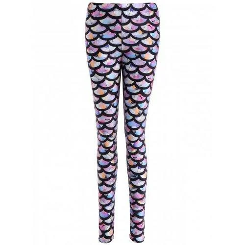 Colorful Scale Print Leggings - One Size Trendy Sweat-Wicking Workout Leggings