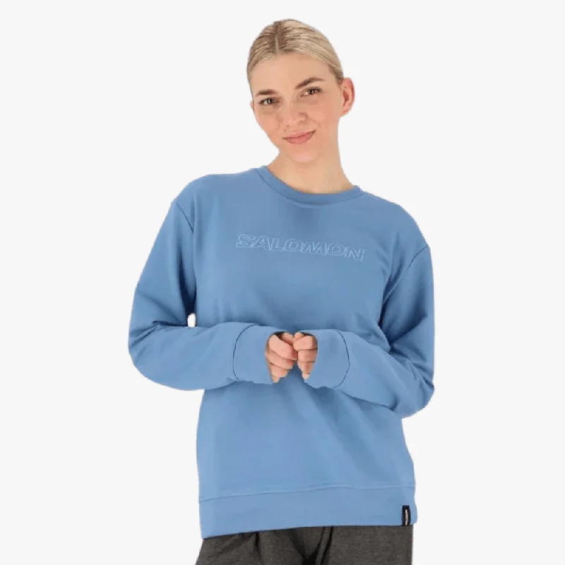 Salomon Womens Crew Fleece Pullover Sweater Quiet Harbour Angora Wool Cozy