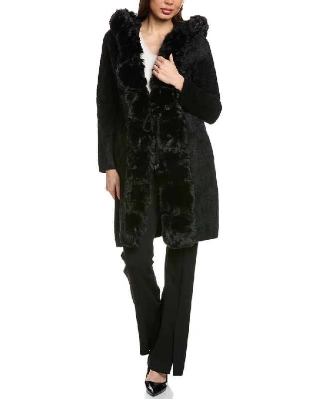 Joseph Ribkoff Hooded Coat Front Pockets Side Pockets Patch Pockets