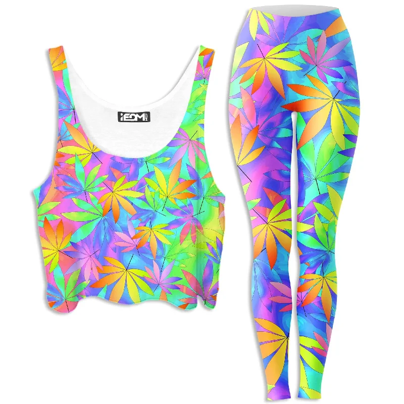 Take a Little Trip Crop Top and Leggings Combo Knit Fabric Woven Fabric Fleece Fabric