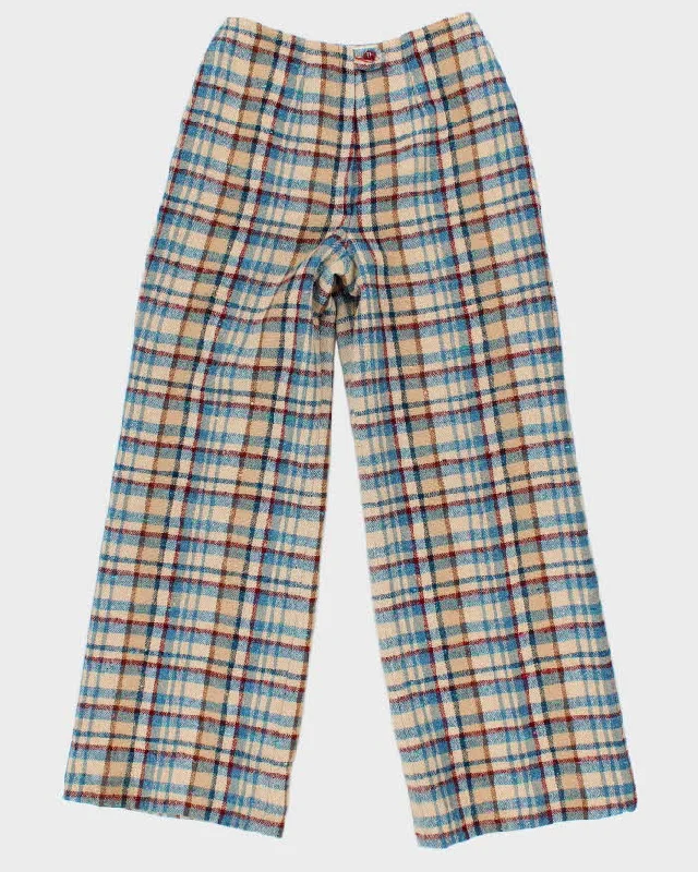 Womens Beige Young Pendleton Wool Wide Leg Trousers - XS Trousers Velvet Soft