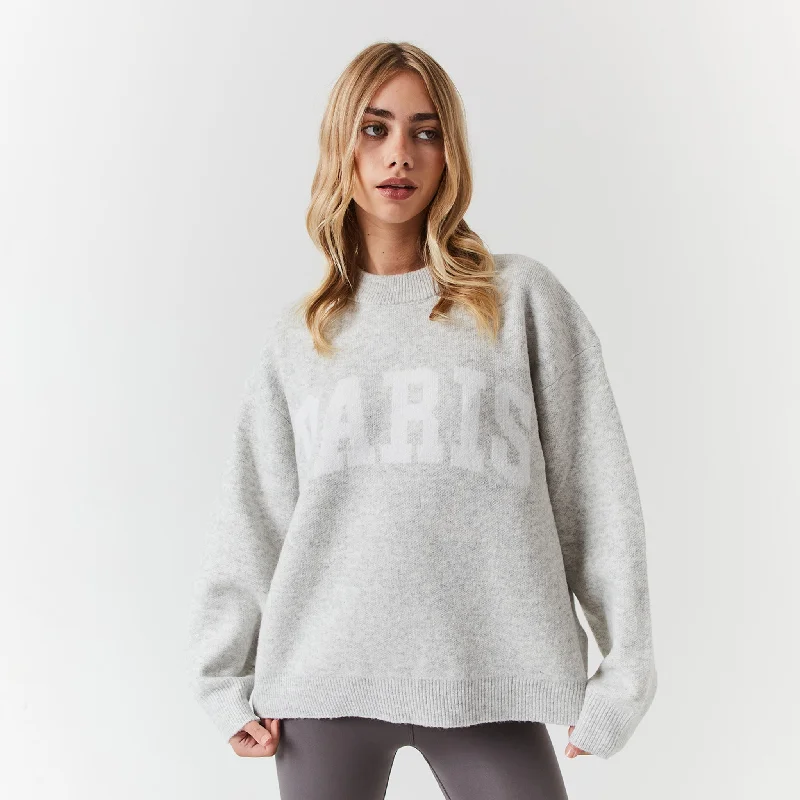 Paris Knit Sweatshirt | Light Grey Marl Hoodie with Gradient Ombre Colorful