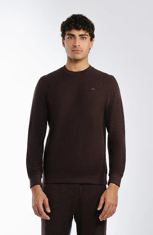 Jumbo Tuck Sweatshirt - Dark Brown Hoodie with Batwing Sleeves Loose Dramatic