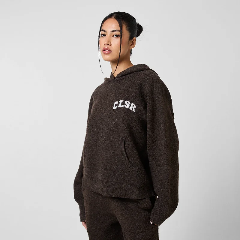 Knit CLSR Hoodie | Brown Marl Hoodie with Mesh Breathable Sporty