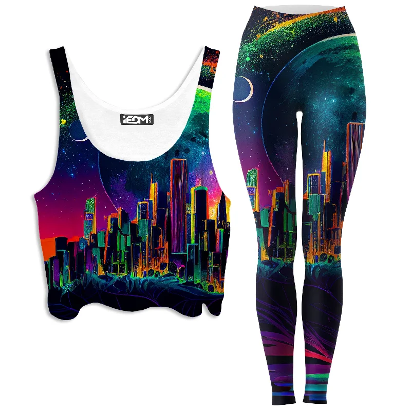 Back to Reality Crop Top and Leggings Combo Cashmere Blend Cotton Blend Poly Blend