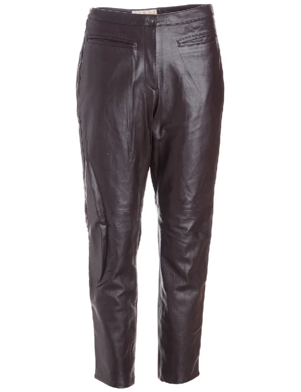Label Bella Leather Cropped Trouser Trousers Office Stylish