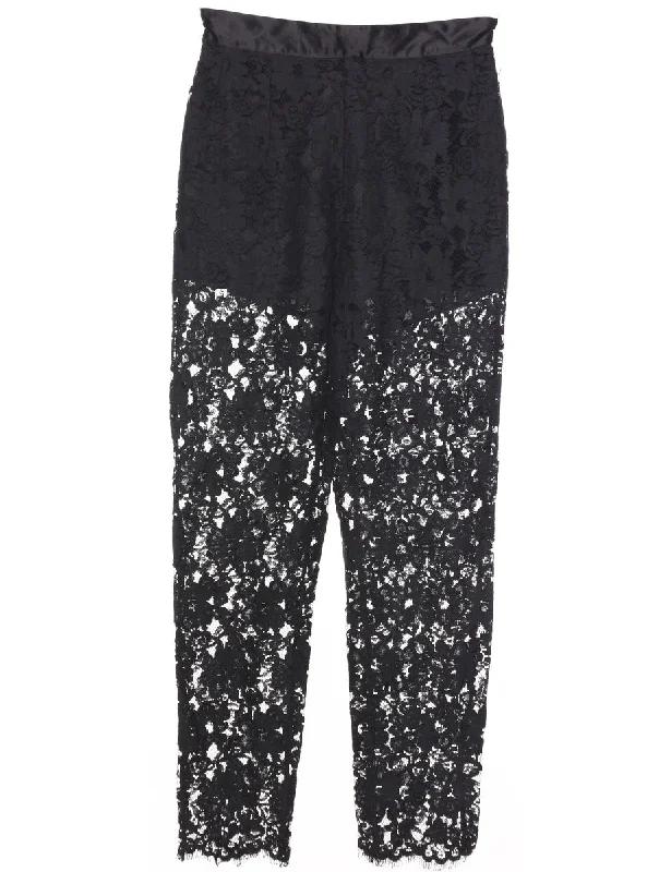 Lace Black Trousers - W25 L26 Trousers Capri Summer