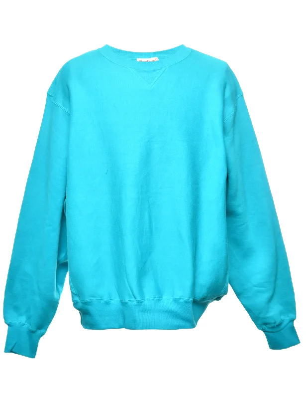 Light Blue Plain Sweatshirt - XL Hoodie with Toggle Buttons Decorative Unique