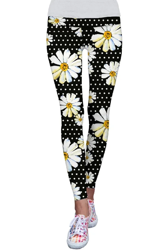 He Loves Me Lucy Floral Print Performance Legging - Women Elegant Black Leggings