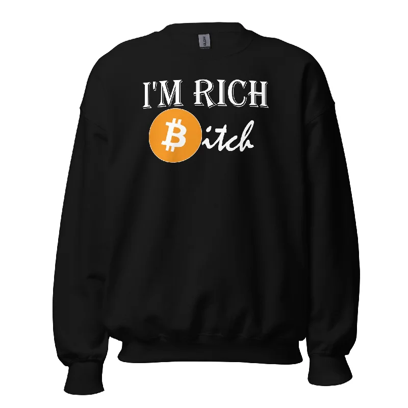 I'm Rich with Bitcoin Bitch Sweatshirt Long Sleeve Pullover Sweater Sarouel Sleeve Pullover I'm Rich with Bitcoin Bitch Sweatshirt Long Sleeve Pullover Sweater Sarouel Sleeve Pullover