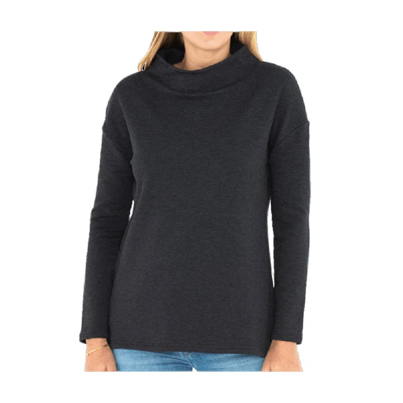 Free Fly Bamboo Thermal Fleece Womens Mockneck Pullover Kimono Neck Pullover