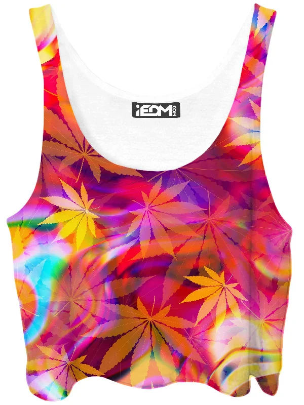 Ganja Dreamin Crop Top Collared Crew Neck Turtle Neck