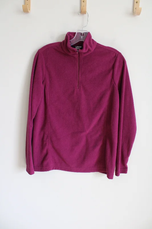 Lands' End Magenta Fleece 1/4 Zip Up Pullover | XS Flare Sleeve Stylish