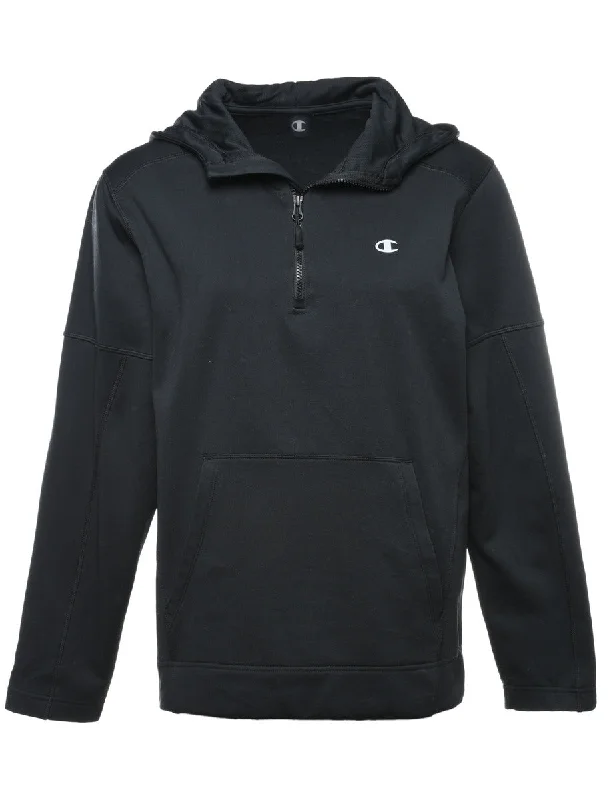 Black Printed Sweatshirt - M Hoodie with Hem Patch Decorative Personalized