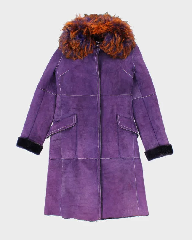 Vintage Y2k 00s Purple Suede Coat - S Boat Neck Jacket Square Neck Jacket One-Shoulder Jacket Vintage Y2k 00s Purple Suede Coat - S Boat Neck Jacket Square Neck Jacket One-Shoulder Jacket