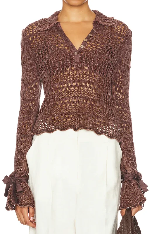 Free People - Pointelle Pullover Flare Sleeve Stylish