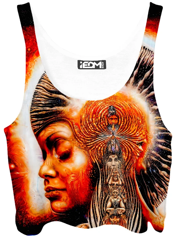 Liberated Mind Crop Top Print Jacquard Patchwork