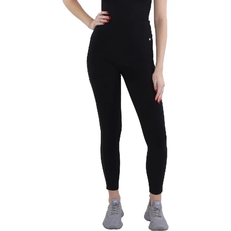 Tommy Hilfiger Womens High Rise Reflective Athletic Leggings Stylish Stretch Pants Leggings Tommy Hilfiger Womens High Rise Reflective Athletic Leggings Stylish Stretch Pants Leggings