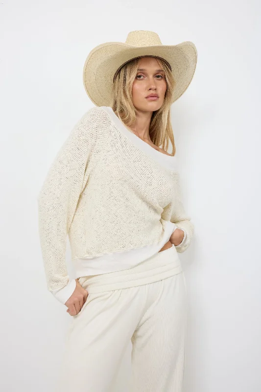 CAROL OFF SHOULDER PULLOVER Asymmetrical Neck Pullover