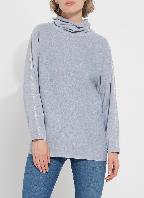 Lysse Tinsley Pullover Sweater Grey Melange Polo Neck Sweater