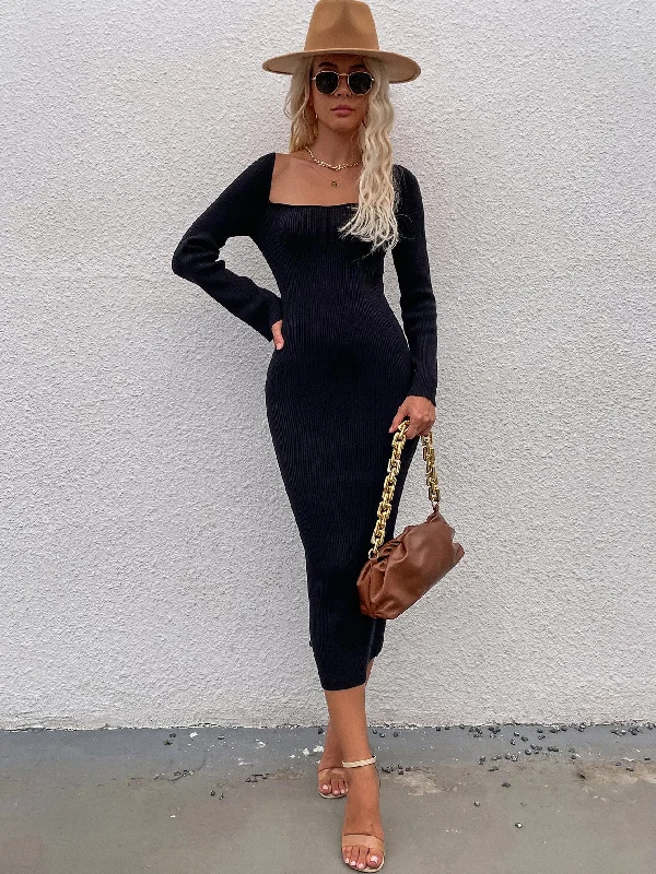 2021 Autumn and Winter Pullover Knitted Solid Color  Back Lace up Temperament Commute Bottoming Sweater Straight Sweater for Women Ribbed Crew Neck