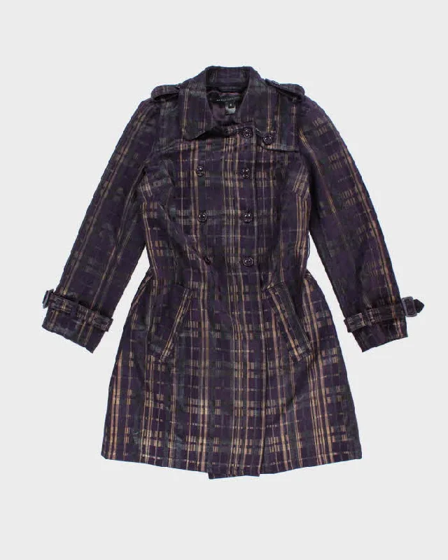 Vintage Y2k 00s Marc By Marc Jacobs Wool Blend Lightweight Trench Coat - S Striped Polka Dot Solid