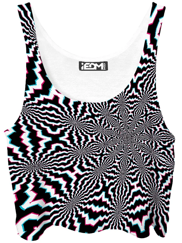 Fractal Ripples Crop Top Chenille Blend Fleece Blend Nylon Blend