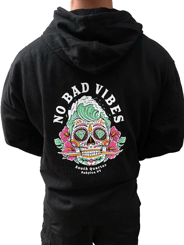 South Quarter No Bad Vibes Pullover Hoodie Hoodie with High-Low Hem Asymmetrical Trendy South Quarter No Bad Vibes Pullover Hoodie Hoodie with High-Low Hem Asymmetrical Trendy