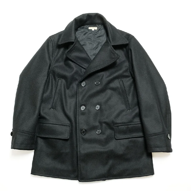 BURGUS PLUS - Wool Pea Coat - BP23901 Pockets Sleeves Lining