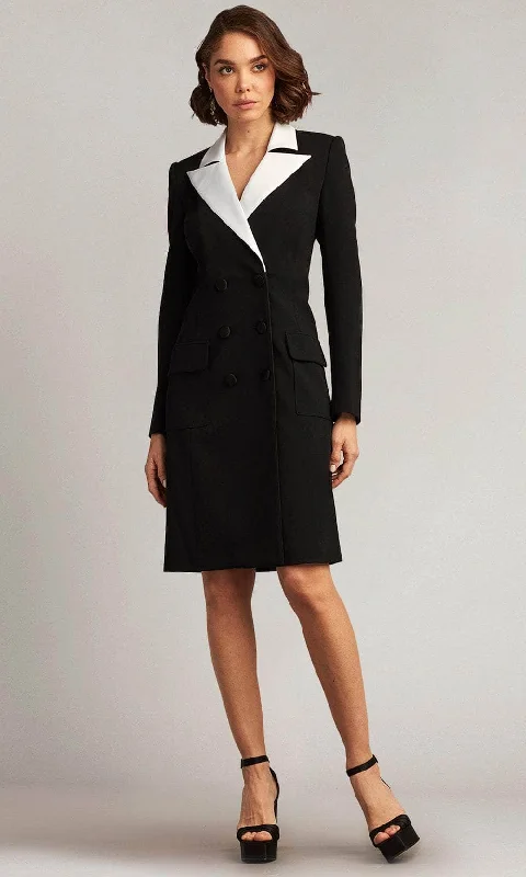 Tadashi Shoji BOS22835M - McKay Double-Breasted Coat V-Neck Dress Welt Pockets Slit Pockets Flap Pockets Tadashi Shoji BOS22835M - McKay Double-Breasted Coat V-Neck Dress Welt Pockets Slit Pockets Flap Pockets