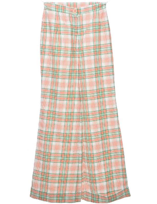 Checked Pattern Trousers - W25 L30 Trousers Winter Warm