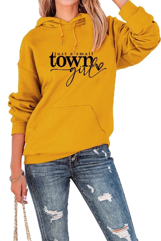 WOMEN LETTERING PRINT OVERSIZED PULLOVER HOODIE Blouson Sleeve Pullover