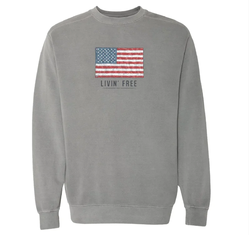 Southern Fried Cotton Livin' Free in the USA Sweatshirt Hoodie with Hem Raw Edge Edgy Unfinished Southern Fried Cotton Livin' Free in the USA Sweatshirt Hoodie with Hem Raw Edge Edgy Unfinished