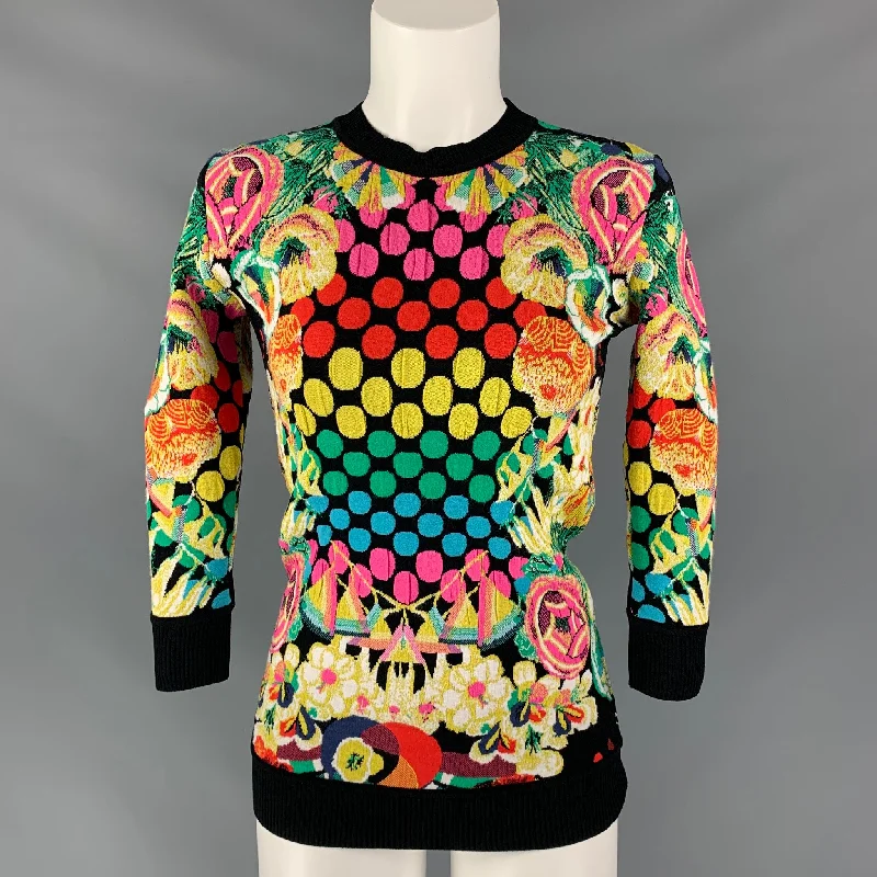 MARY KATRANTZOU Size S Black Multicolour Viscose Elastine Jacquard Pullover Cable Knit Chunky MARY KATRANTZOU Size S Black Multicolour Viscose Elastine Jacquard Pullover Cable Knit Chunky