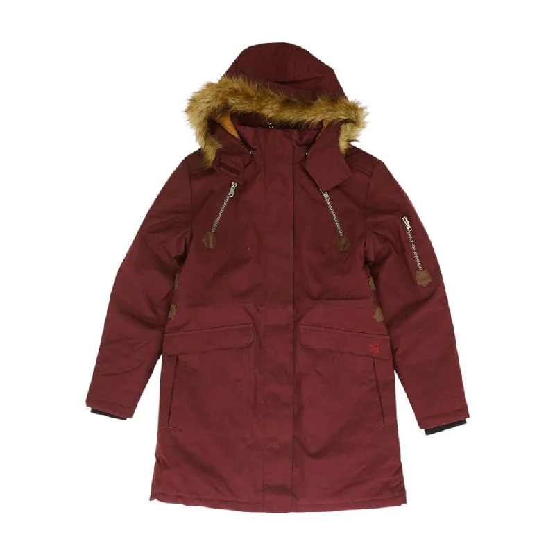 Maroon Solid Coat Quilted Jacket Anorak Windbreaker